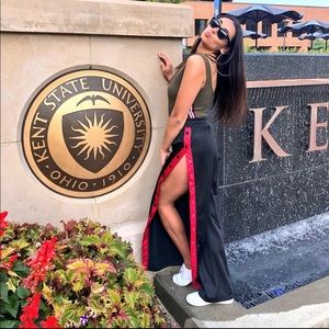 Black & Red Button Down Pants